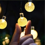 Гирлянда для улицы «Роса» 3м, 20 ламп LED чёрный провод, 2 реж, IP-55, Теплый белый (солнечная батарея).