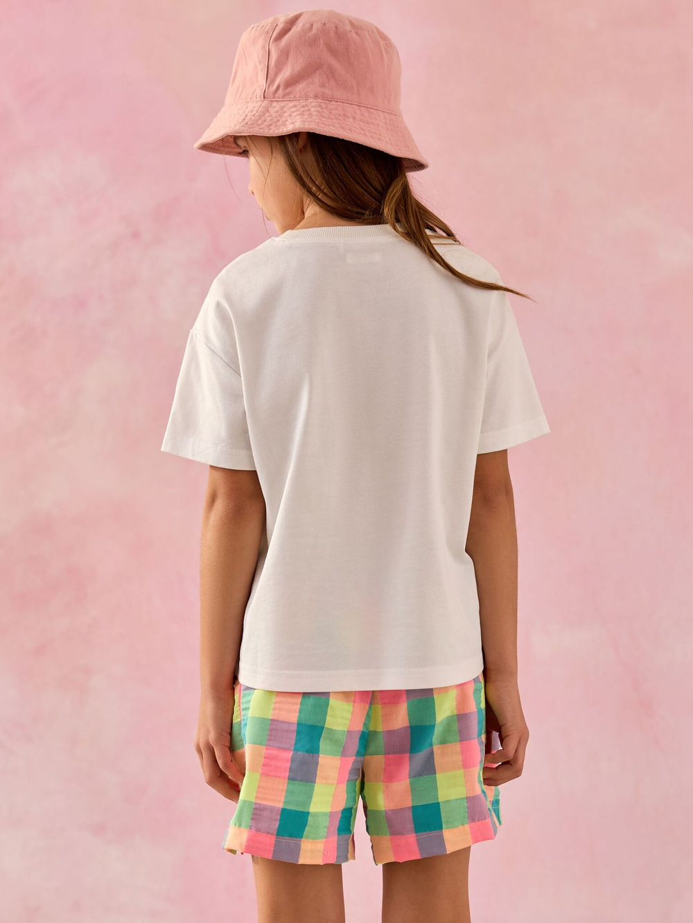 Футболка и шорты в комплекте для девочки Next AD0-174, Белый, Розовый, Салатовый