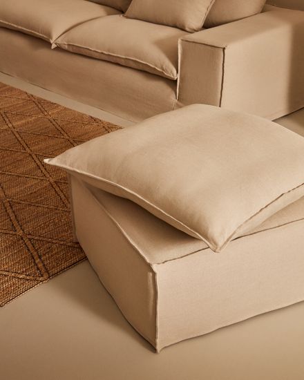 Anarela 3-местный диван со съемным чехлом и льняными подушками бежевого цвета 280 см