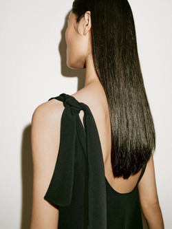 Massimo Dutti Креповый топ с узлом - Limited Edition, черный