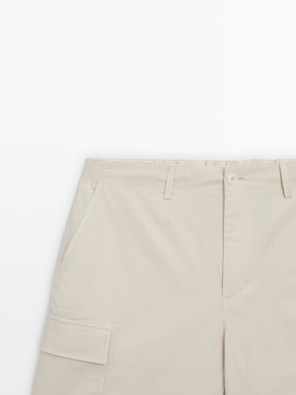 Massimo Dutti Шорты карго из смесового хлопкового поплина, песочный