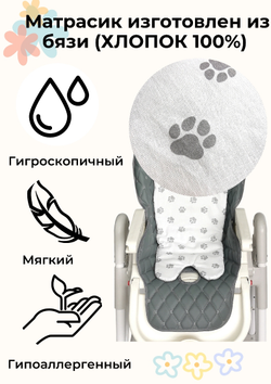 Вкладыш - матрасик МИНИ в стульчик для кормления, универсальный, двухсторонний