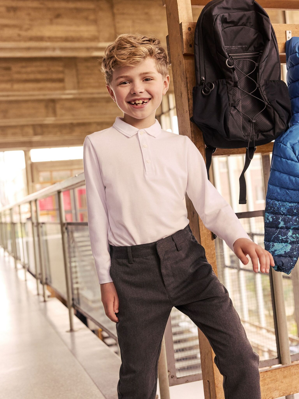 Поло с длинным рукам для мальчика Next 968-394, 2 шт., Белый