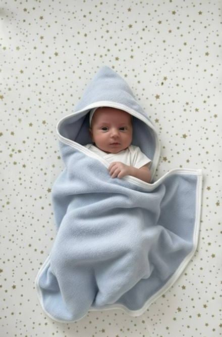 Полотенце детское махровое с уголком голубое с именем