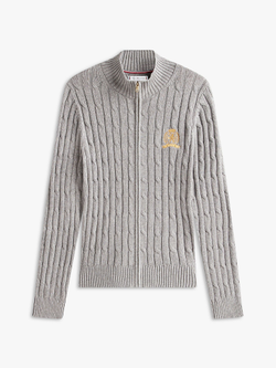 Кардиган Tommy Hilfiger Crest Logo Cable Knit Zip Cardigan Medium Grey Heather