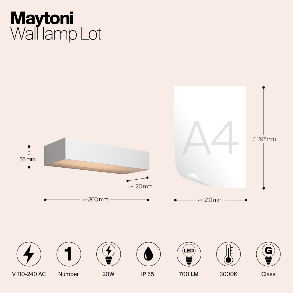 Уличный настенный светодиодный светильник Maytoni Lot O428WL-L20W3K