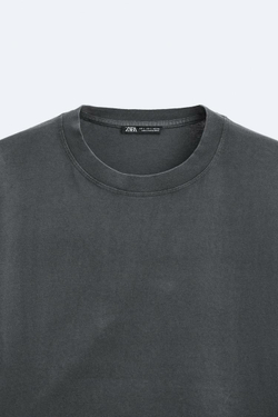 ZARA ФУТБОЛКА ГЕОМЕТРИЧЕСКОГО КРОЯ, ЧЕРНЫЙ