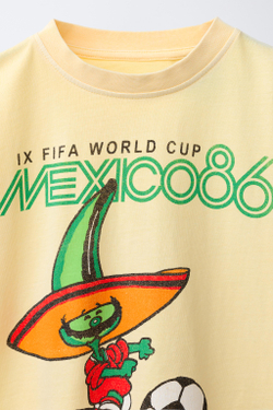 ZARA ФУТБОЛКА С ПРИНТОМ FIFA WORLD CUP ™ 1986, ЖЕЛТЫЙ
