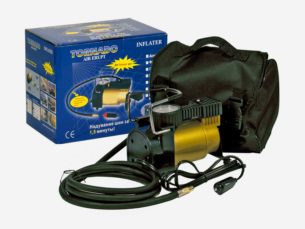 Компрессор АС 580 ТОРНАДО  Большой 35 л/мин, 140 PSI, 12V металл корп 44200