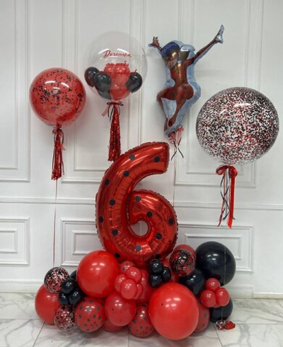 Праздничный набор шаров с цифрой 6 и персонажами Леди Баг