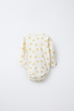 ZARA НАБОР ИЗ ТРЕХ БОДИ С ВОРОТНИКОМ КИМОНО «ПТИЧКИ», ТЕМНЫЙ ХАКИ