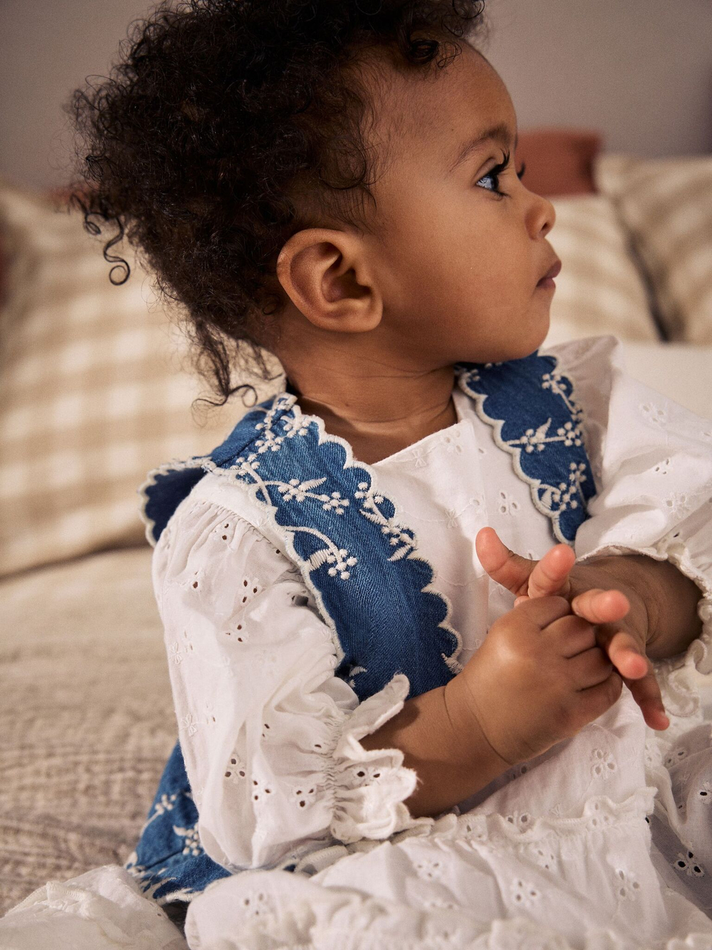 Платье и жилетка в комплекте для малышей Next AA8-196, Белый, Синий