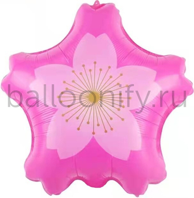 Шар (22''/56 см) Цветок, Сакура, Ярко-розовый, 1 шт.