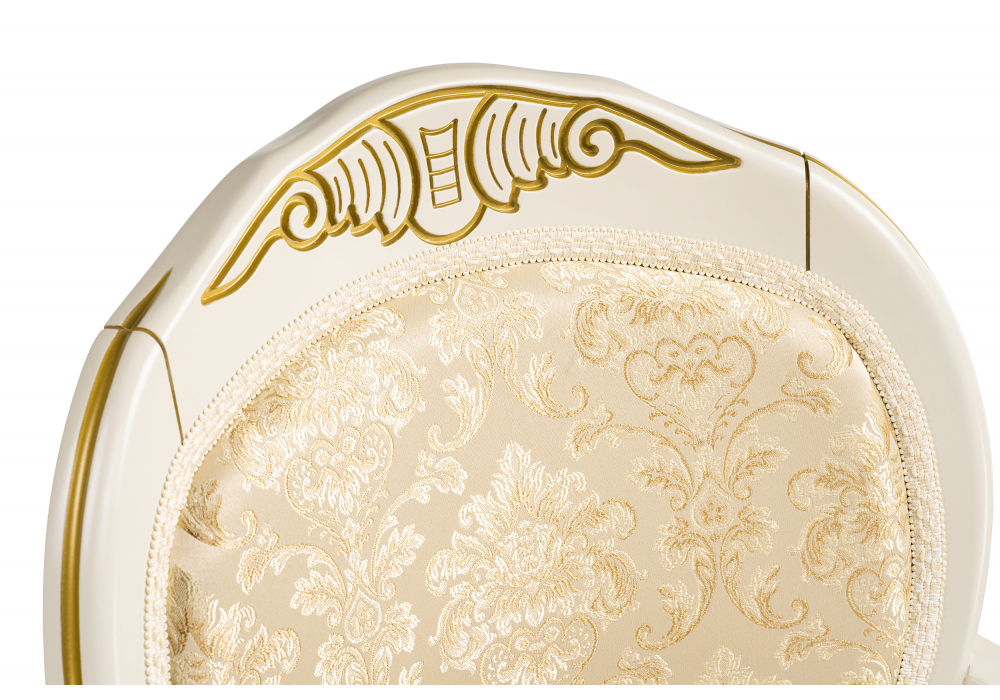 Стул деревянный Woodville Лауро без подлокотников патина золото, бежевый, ножки белые