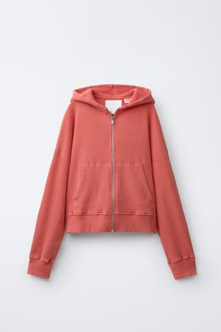 ZARA X PUKAS УКОРОЧЕННАЯ ТОЛСТОВКА В РУБЧИК, КРАСНЫЙ