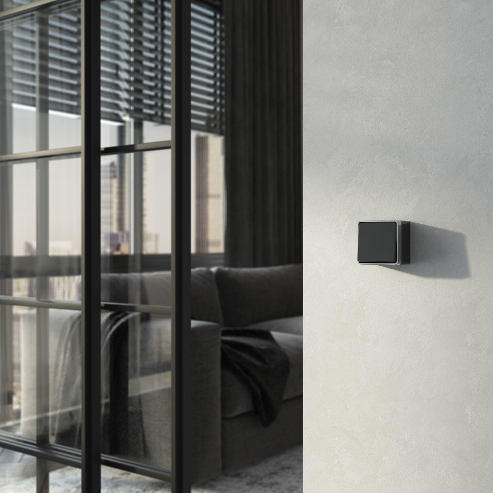 Выключатель одноклавишный проходной Gallant черный с серебром W5012034