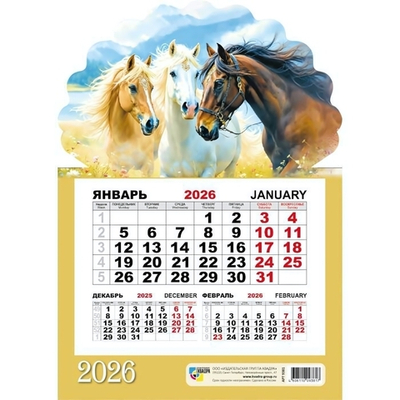 Календарь моно на магните 2026 символ года (Квадра)