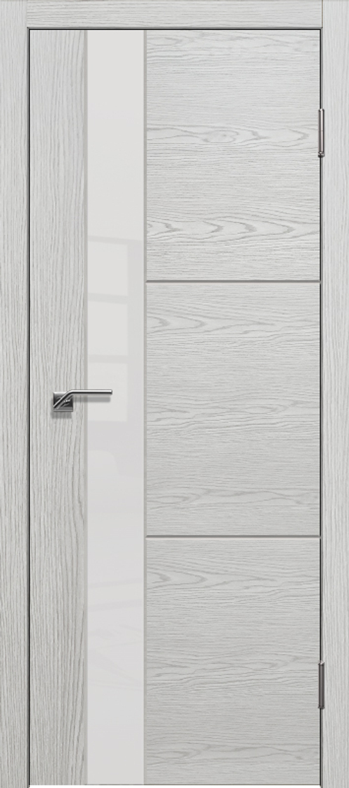 Межкомнатная дверь Дания 2 / Цвет Ясень серый / Стекло "Лакобель белое" / Двери Верда