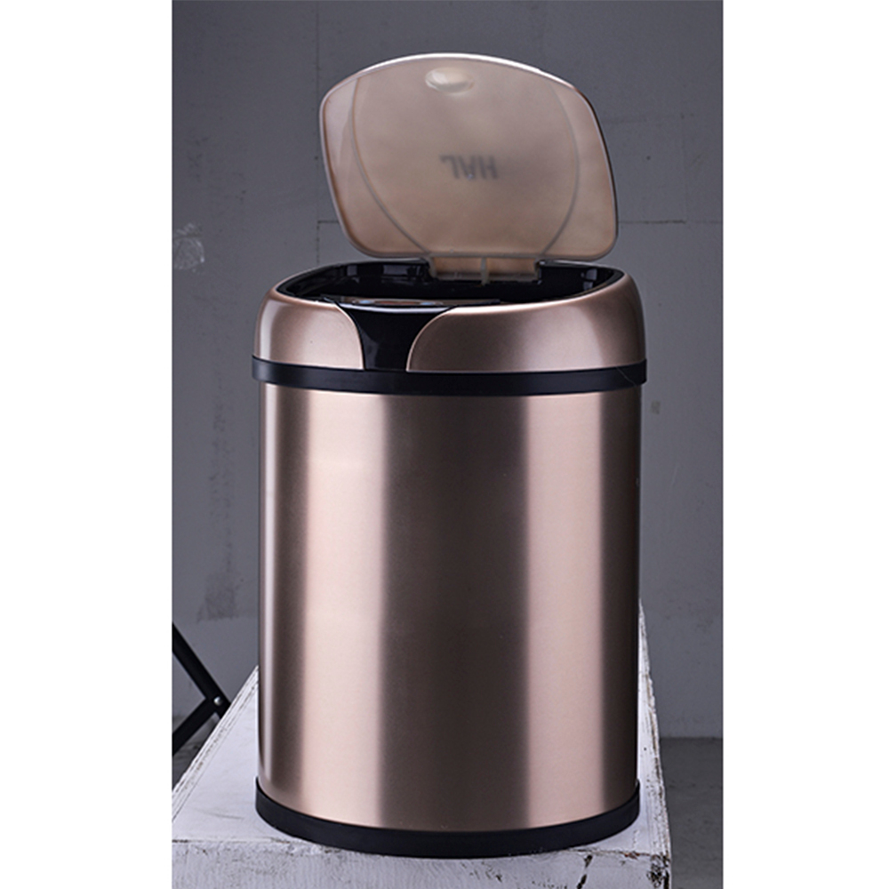 Ведро для мусора сенсорное, круглое, нерж, внутр ведро, Foodatlas JAH-9111, 8 л (золотой)