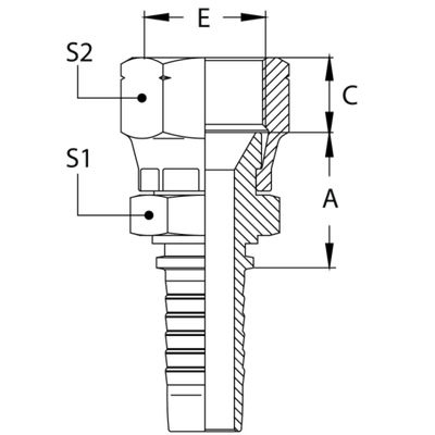 Фитинг DN 12 JIS 22x1.5 (2 шестигранника)