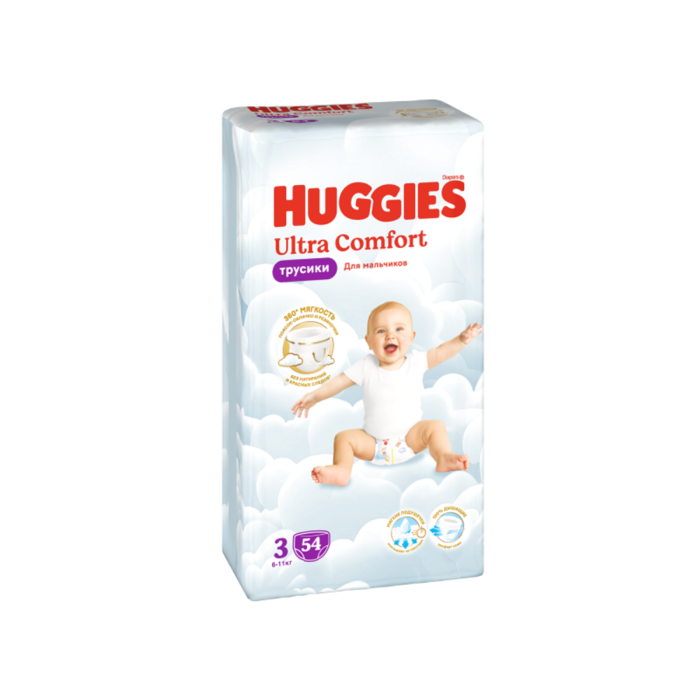 Подгузники-трусики Huggies Ultra Comfort для мальчиков 3 (6-11кг) 54 шт
