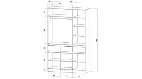 Ленора Шкаф 3х ств Дуб вотан / Кашемир