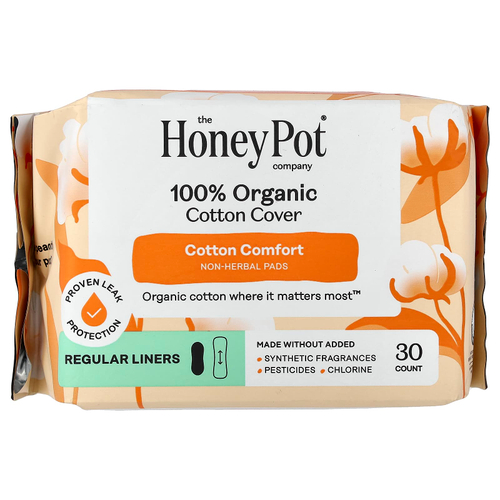 The Honey Pot Company, прокладки из 100% органического хлопка, не травяные, обычные, 30 штук