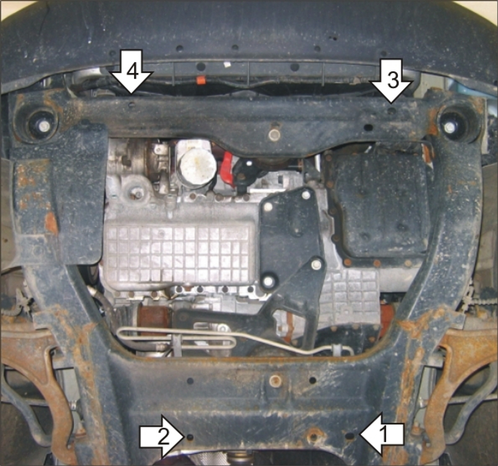 Усиленная защита Motodor картера двигателя, кпп. 2 мм, сталь. для Chrysler Pacifica 2003-2008 арт.00307