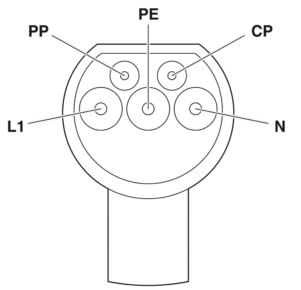 1050702 - EV-TCG3PK-1AC32A-5,0M6,0ESBK01 - Зарядный кабель AC