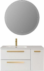 Тумба с раковиной Cezares ECO-CER-N 100 ECO-CER-N-1000-2C-1A-SO-BL белая глянцевая