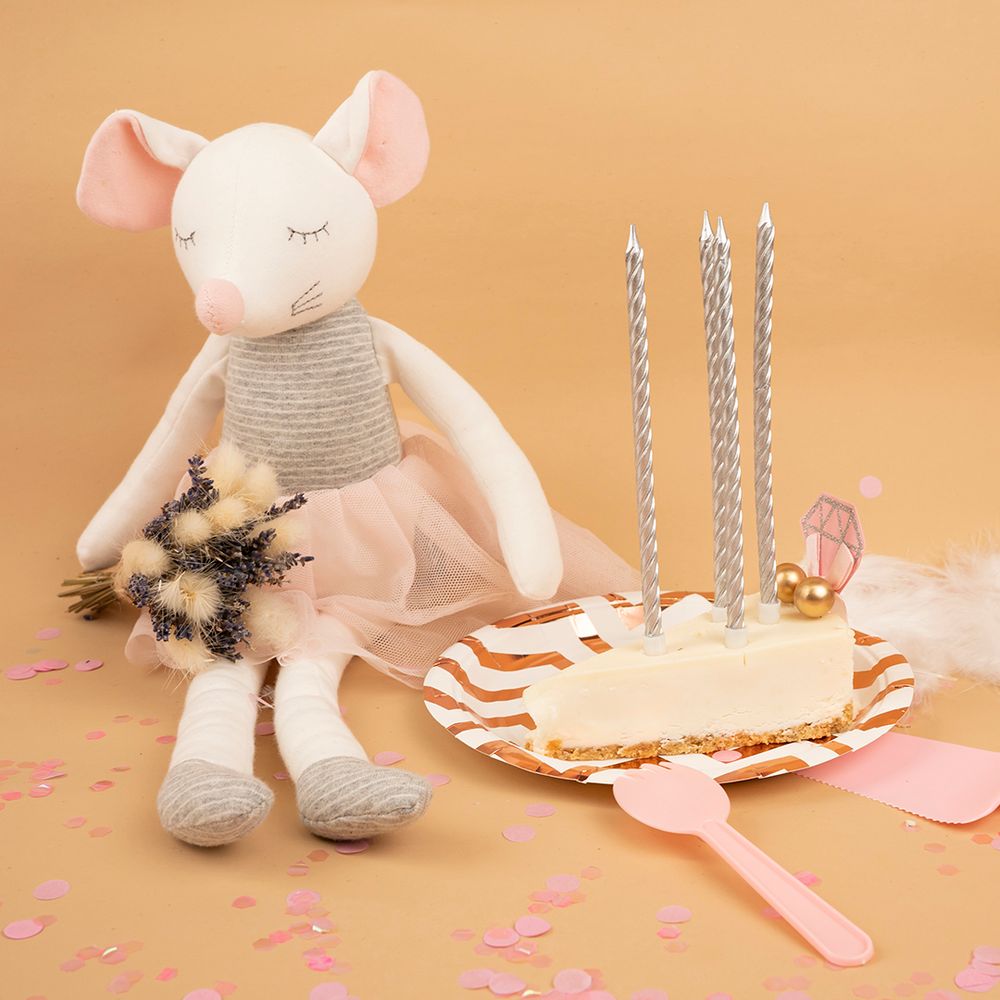 Свечи Спирали, Серебро, Металлик, 0,6*14 + 2 см, 6 шт. с держателями  Изображение4