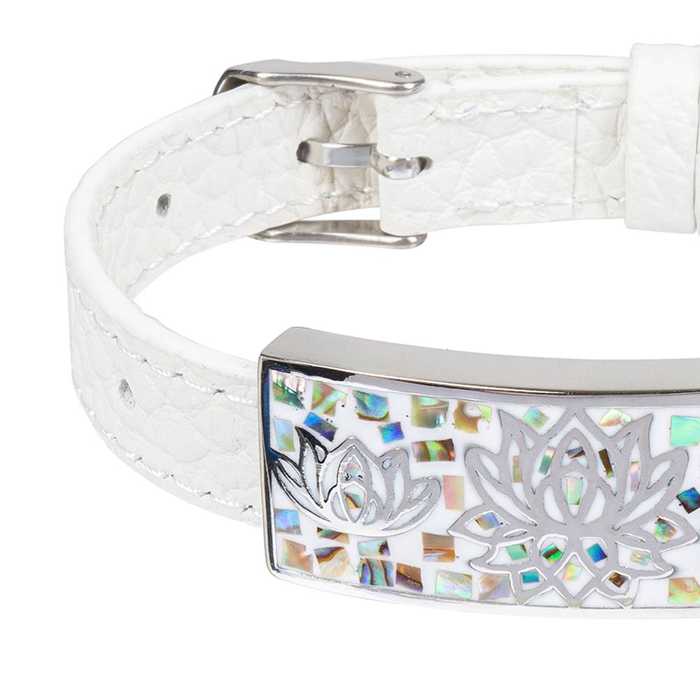 Браслет Fiore Luna на белом кожаном ремешке CB03596-11A