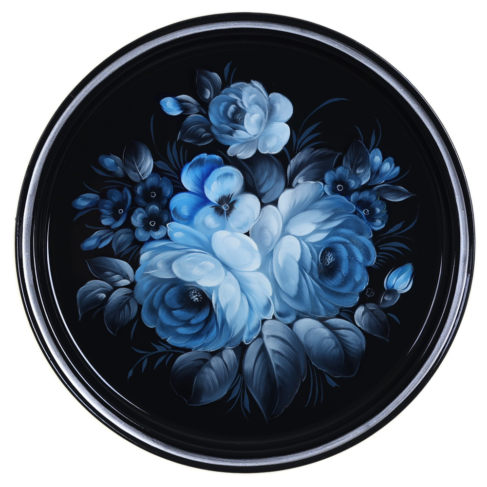 Жостовский поднос декоративный, размер 30 см (A9), металлический