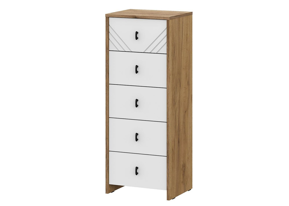 Комод для одежды с ящиками Дуб Золотой/Белый 5 ящиков 40х33х103 см