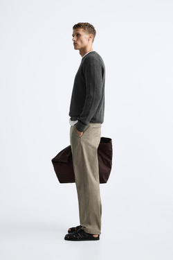 ZARA СВИТЕР ЖЕМЧУЖНОЙ ВЯЗКИ, АНТРАЦИТОВО-СЕРЫЙ