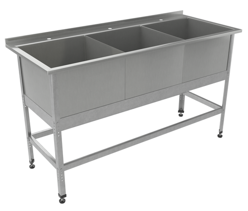 Ванна моечная трехсекционная "Бизнес" ВМБ 600/3, 1640х600(670)х860 мм, с бортом