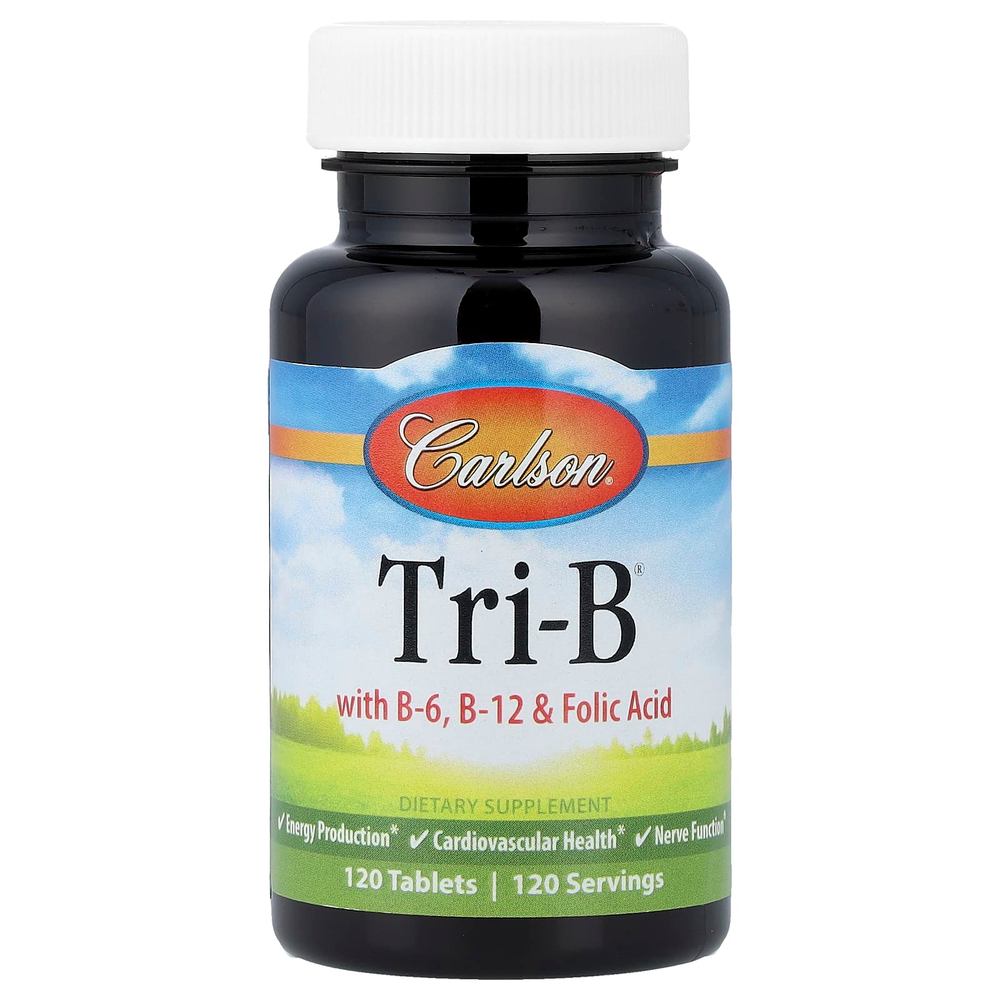 Carlson, Tri-B® с витаминами B6, B12 и фолиевой кислотой, 120 таблеток