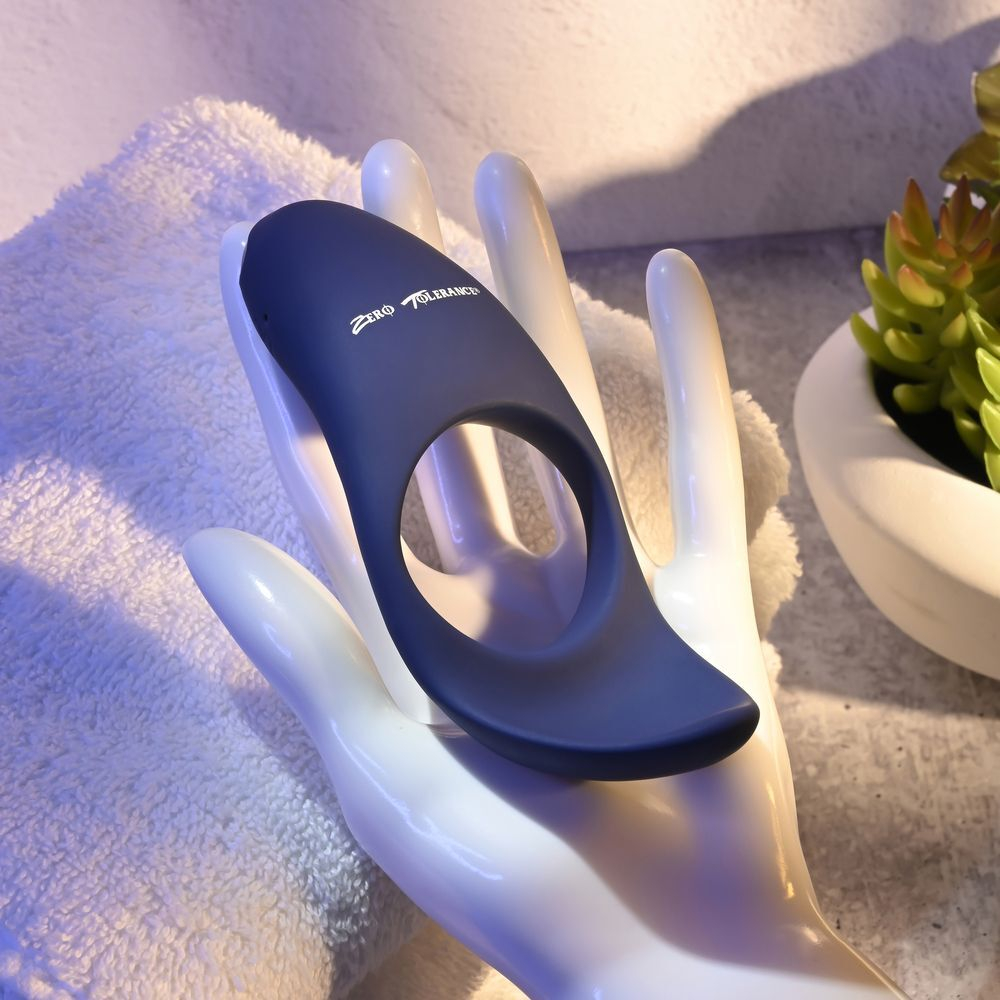 Синее эрекционное виброкольцо Cup ’Em