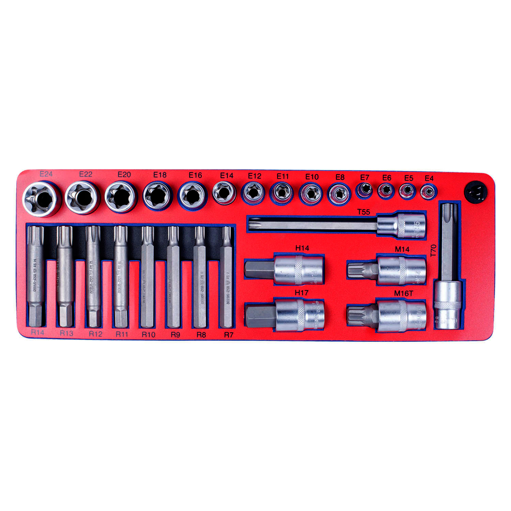 МАСТАК (5-03428) Набор торцевых насадок и головок TORX, ложемент, 28 предметов