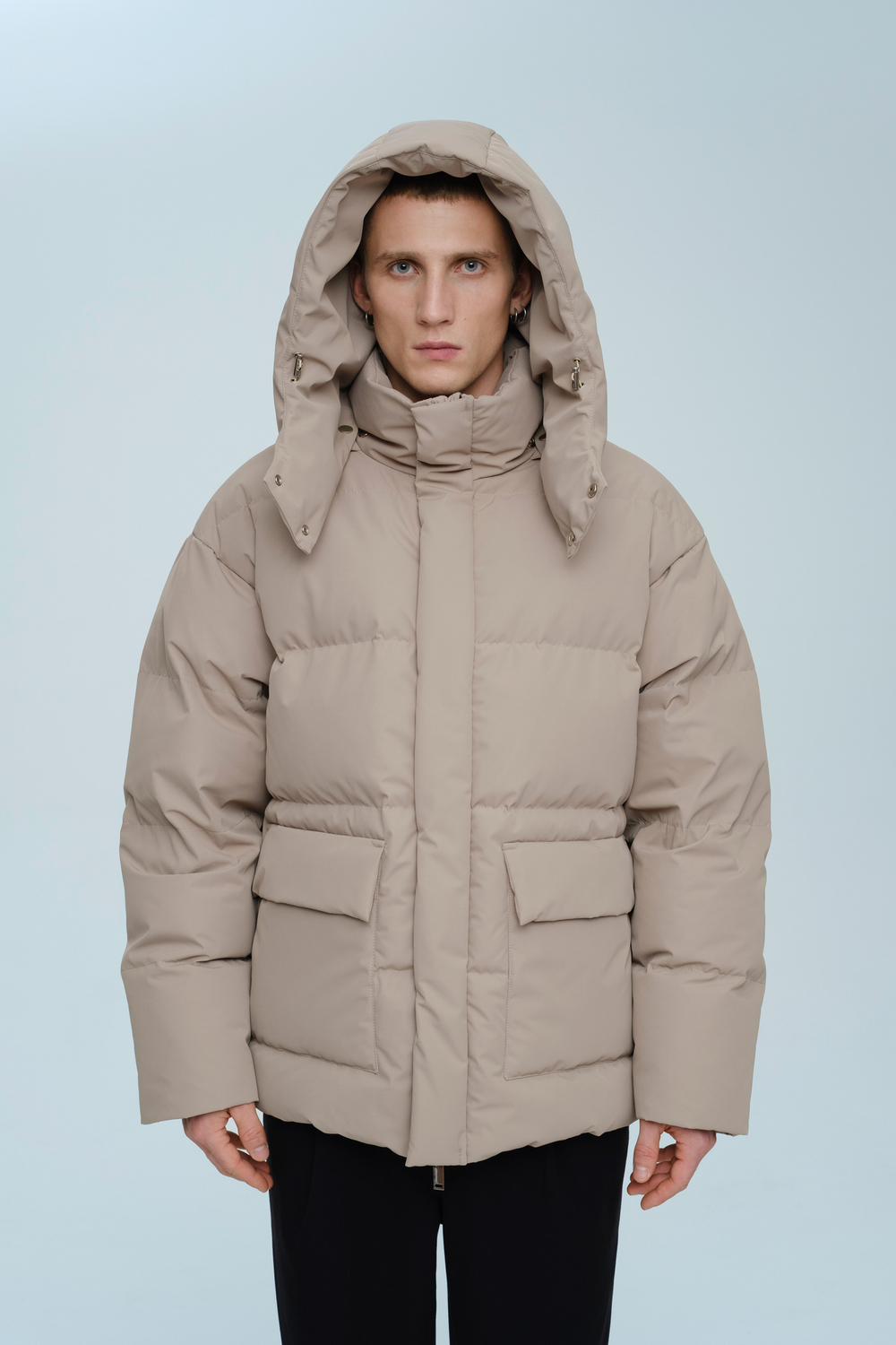 Пуховик удлиненный с капюшоном | beige
