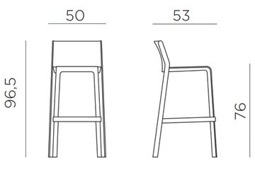 Стул пластиковый барный Trill Stool антрацит Италия