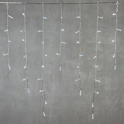 Светодиодная бахрома с колпачком 3,2*0,9 м., 180 холодно-белых LED ламп, прозрачный провод ПВХ, IP65, LTC (PIL180CAP-10-2W)