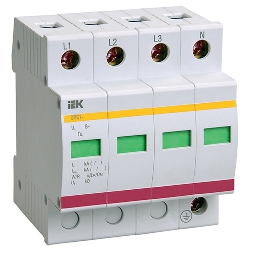 УЗИП Ограничитель импульсных перенапряжений ОПС1-C 4P In20kA Un400B Im40kA ИЭК MOP20-4-C