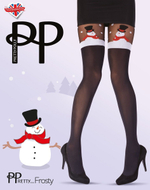 Забавные колготки со снеговичками (Размер: S-M-L) (Цвет: черный)