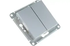 Выключатель Systeme Electric ATLASDESIGN 2-клавишный проходной алюминий 38184