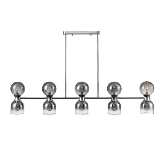 8114/10 MODERNI LN25 142 хром/дымчатый, металл/стекло Подвесной светильник G9 5*30W + E14 5*40W 220V TAUNA