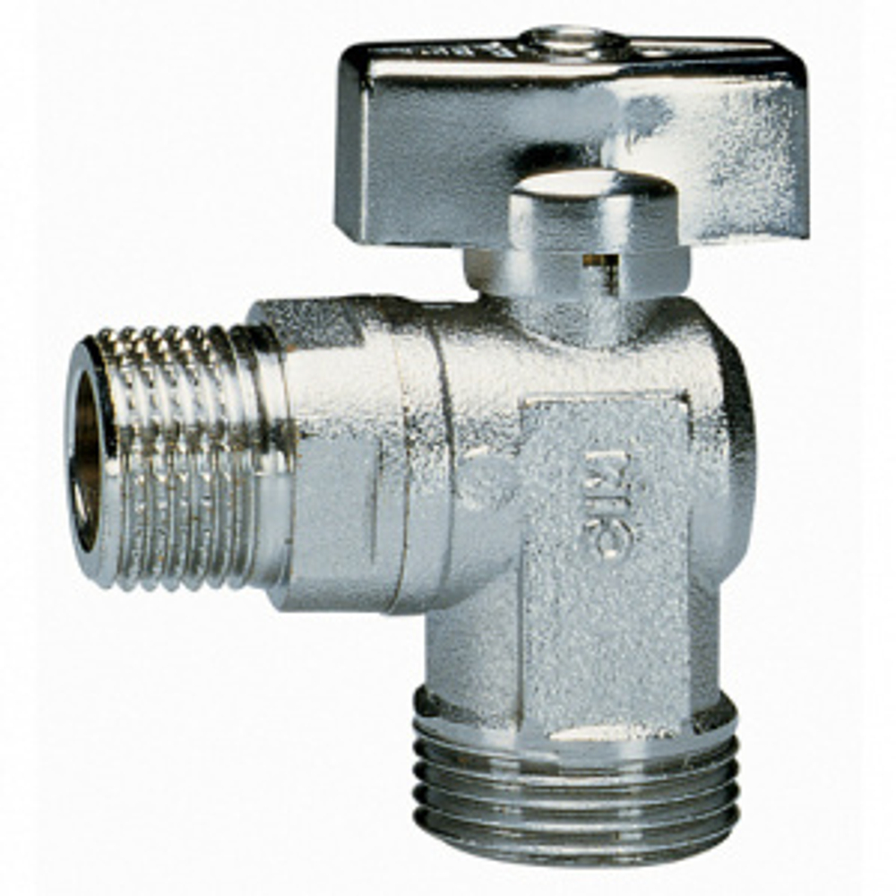 Кран шаровой угловой, 1/2"х3/4", НР-НР, PN16, с обратным клапаном, для стиральных машин, ручка бабочка Cimberio