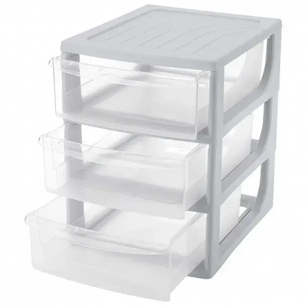 Комод - органайзер «Econova», 3 ящика, формат А5, цвет светло-серый, 19,5*25,4*26,4см