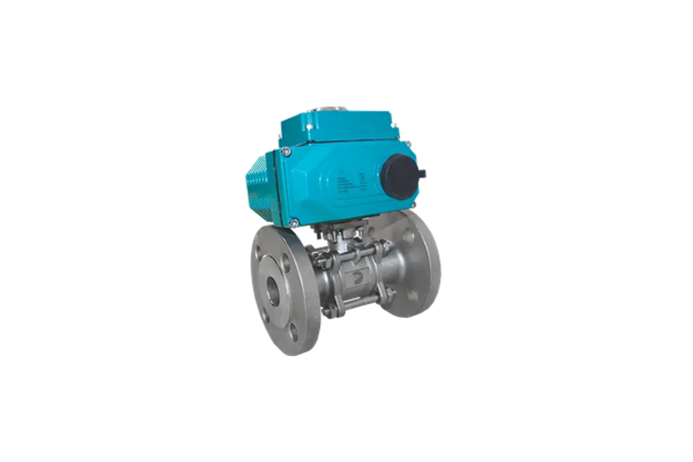 Кран шаровый фланцевый (3PC), DN50 (2"), AISI304, PN16, с электроприводом AC 220V (С-05)