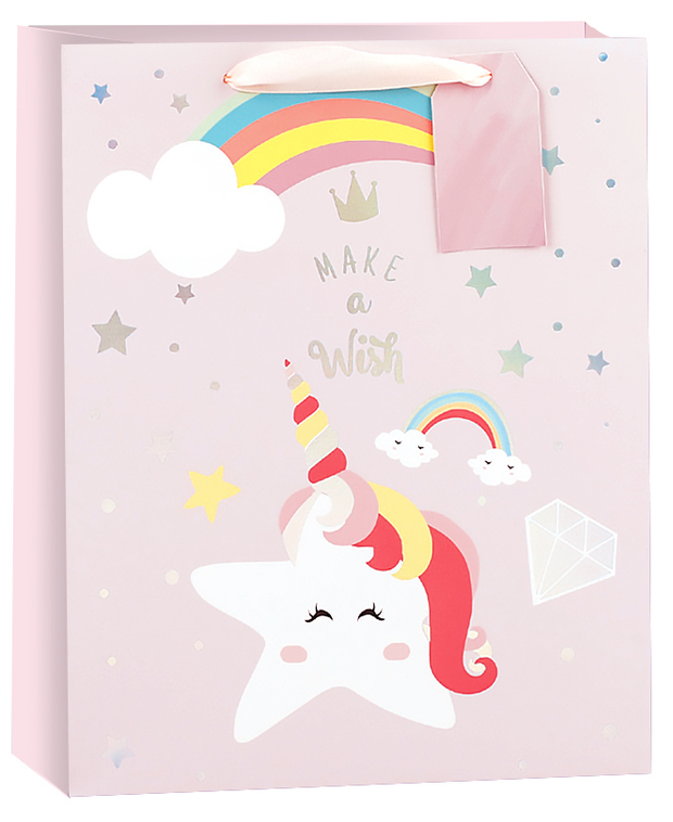 Пакет подарочный, Волшебный единорог-звездочка, 32*26*12 см